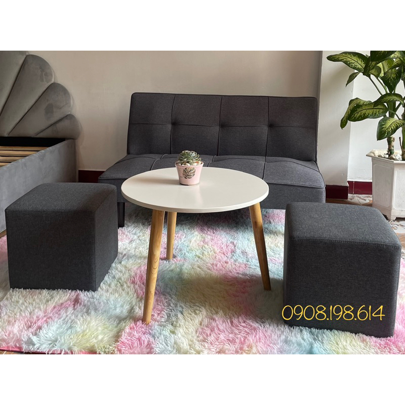 Nguyên bộ bàn ghế Sofa Phòng Khách Nhỏ 1m2 Vải Bố Xám Giá Rẻ