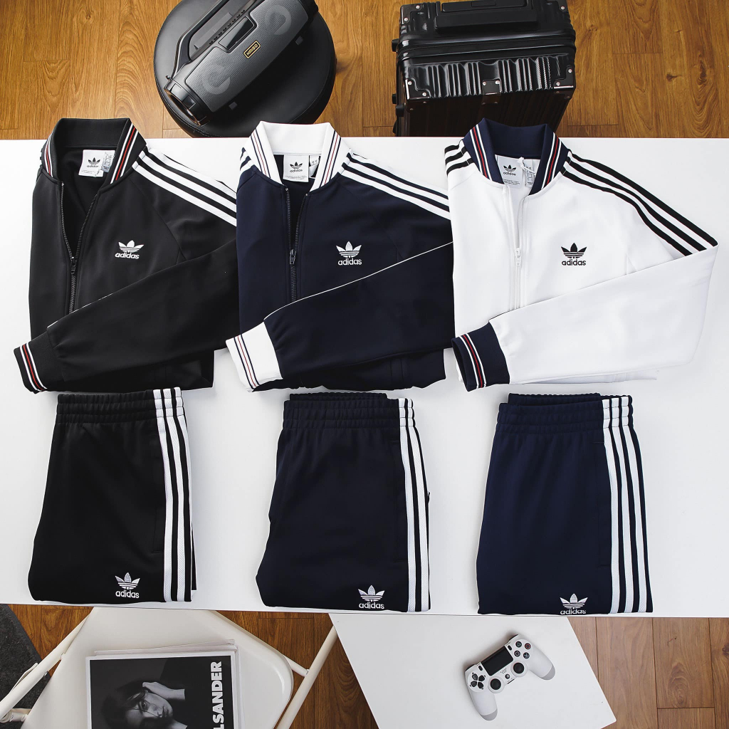 Set Áo Khoác Bomber Nam Nữ Adidas SUPERSTAR 2023 hàng Xuất dư cao cấp full tem tag - Màu Đen, Trắng, Xanh Than