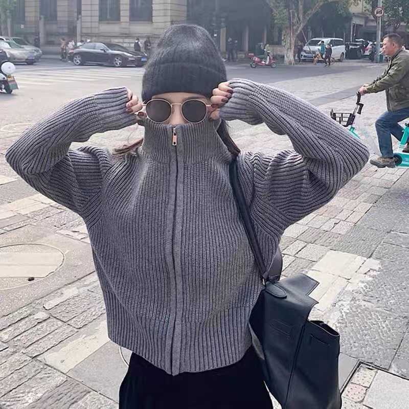 Áo Len Cổ Cao Khoá Kéo Phong Cách Hàn Quốc Cực Chất