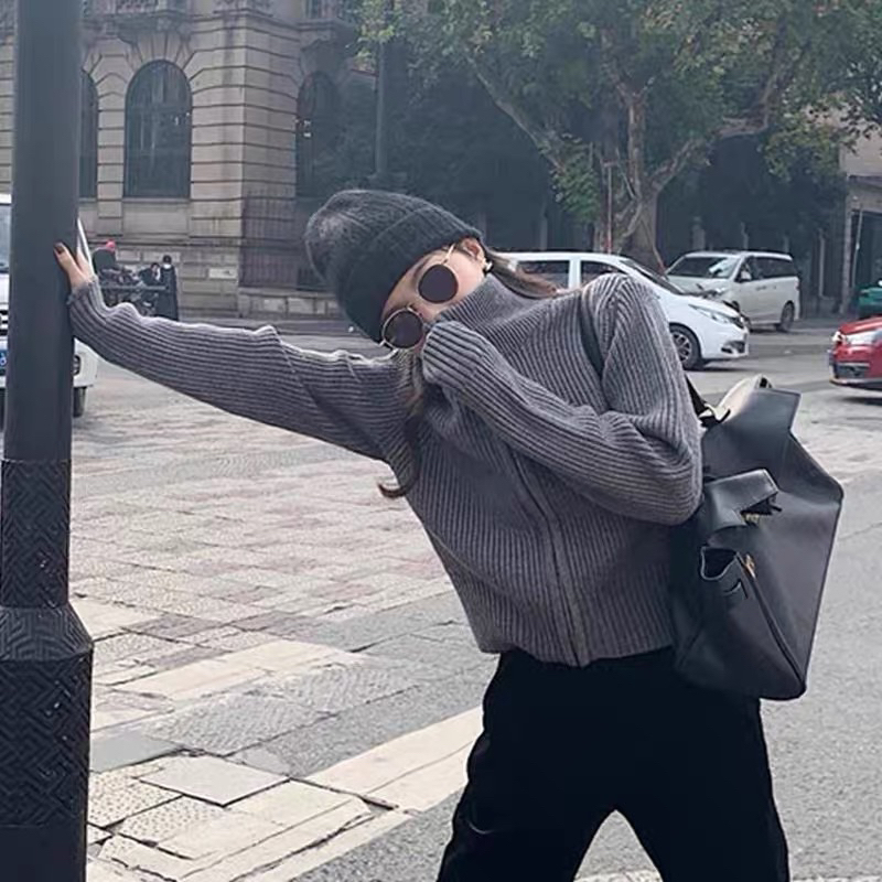 Áo Len Cổ Cao Khoá Kéo Phong Cách Hàn Quốc Cực Chất