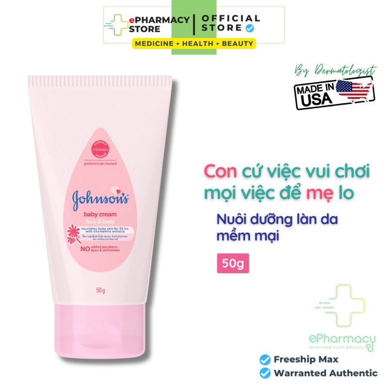 Kem Dưỡng Ẩm Cho Mặt và Toàn Thân Cho Bé Johnson's Baby Cream 50g