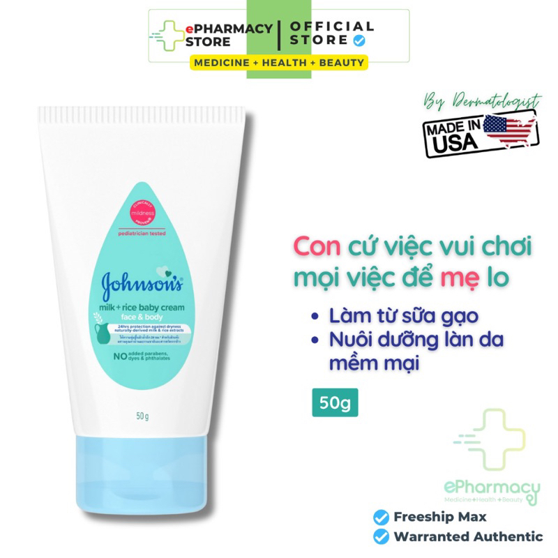 Kem Dưỡng Ẩm Cho Mặt và Toàn Thân Cho Bé Johnson's Baby Cream 50g