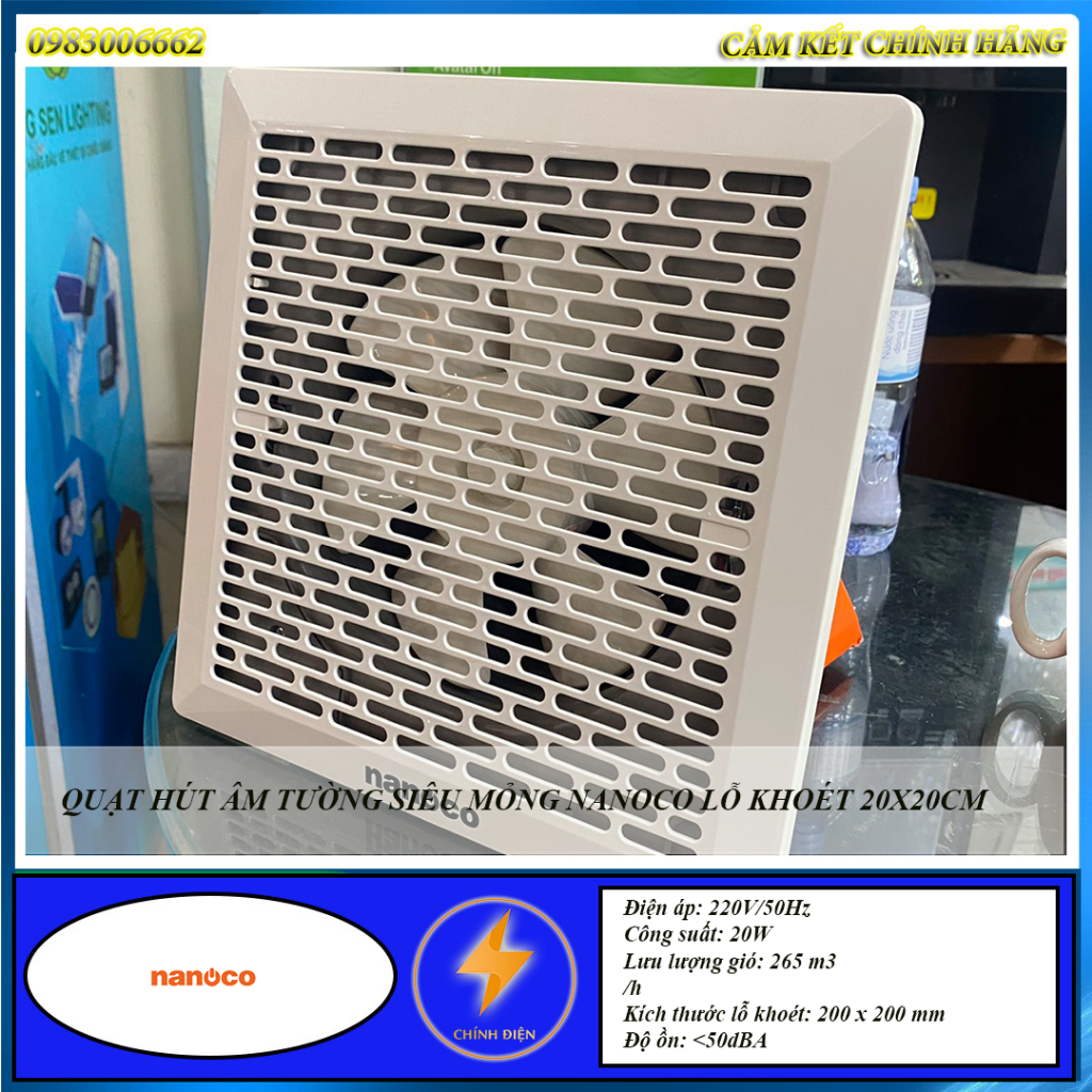Quạt hút âm tường siêu mỏng nanoco NMV2023 lỗ khoét 20x20cm