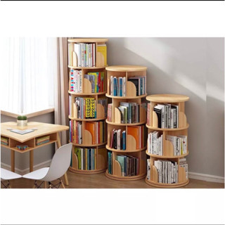 [CÓ BẢO HÀNH] KỆ SÁCH XOAY TRÒN 360*, KỆ GỖ THÔNG MINH XOAY TRÒN 2-3-4-5 TẦNG TIỆN LỢI