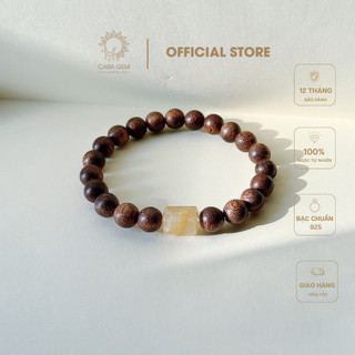 Vòng tay phong thủy trầm tốc mix lu thống thạch anh tóc vàng cầu bình an Cara Gem CR15