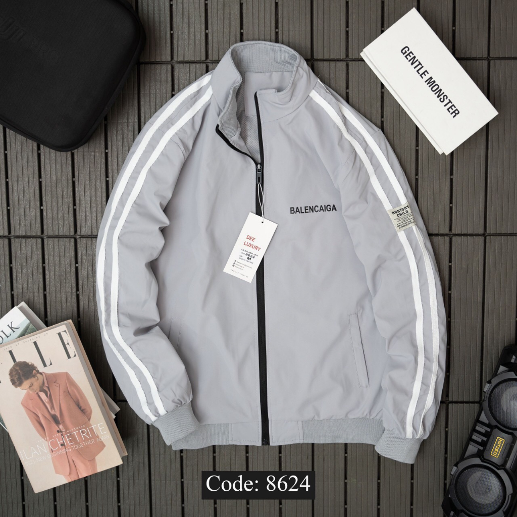 Áo khoác nam, áo khoác gió nam thể thao 2 lớp,  viền 3 đơn giản trang trọng,dáng ôm vừa