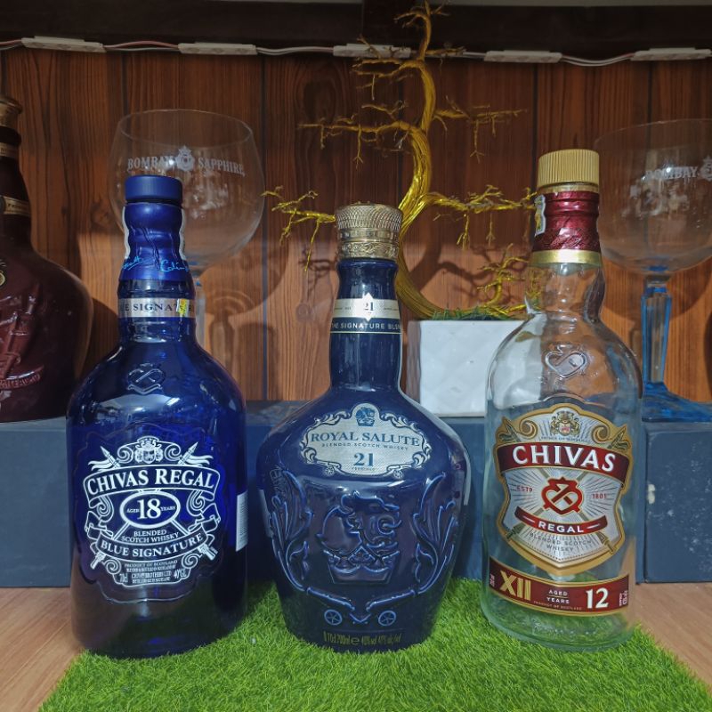 Combo 3 vỏ chai rượu ngoại Chivas, Hennessy, Hibiki,...700ml Decor hàng đẹp chính hãng Xuất xứ Scotland decor siêu đẹp