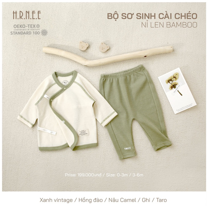 Bộ sơ sinh thu đông cho bé trai bé gái chất nỉ len bamboo