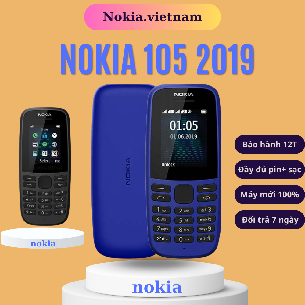 Điện Thoại Nghe Gọi Nokia 1O5  2 Sim Loa to Pin trâu - Hàng Mới Chính Hãng Fulbox