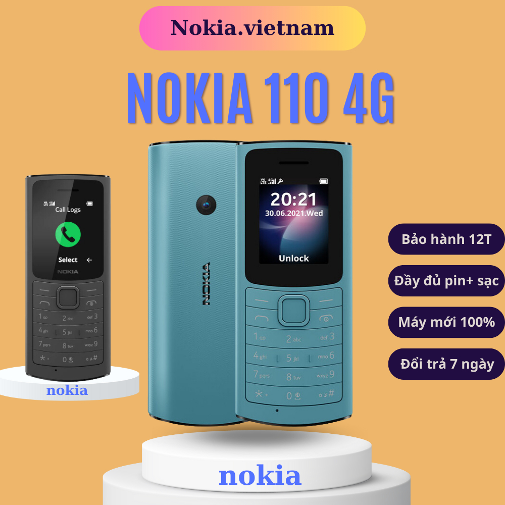 Điện thoại Nokia 11O 4G 2 sim, loa to, sóng khỏe, Pin Trâu - BH12T