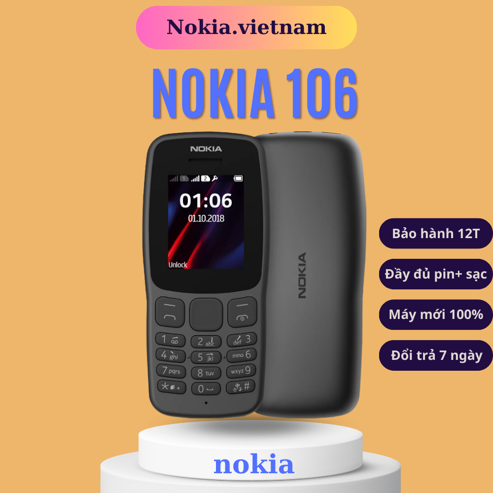 Điện Thoại Nokia 106 Bản 2 Sim Loa To, Sóng Khoẻ, Pin Siêu Trâu