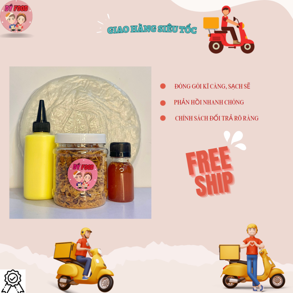 Combo Mới Nữa Nè - Bánh Tráng Khô Heo Hành Phi Muối Bò Kèm Bơ Và Sốt Tắc - Dý Food