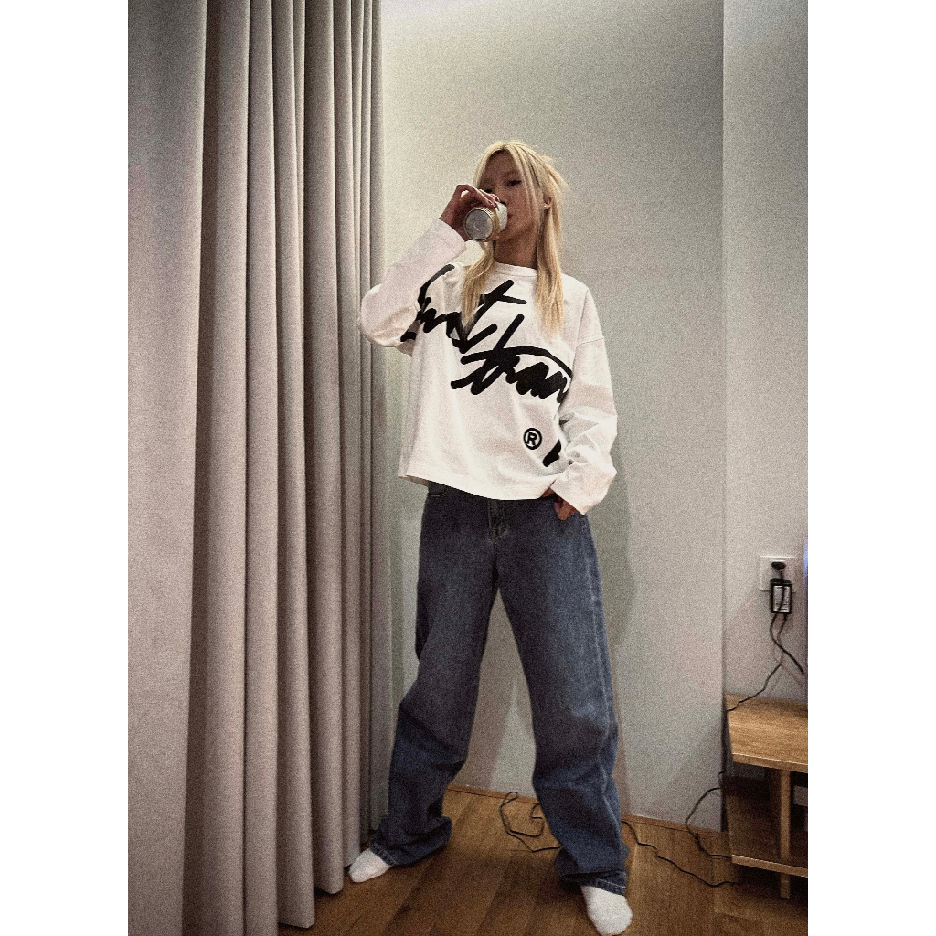 ÁO THUN boxy tay dài LS Long Tee trắng CHUOTTRANG