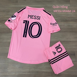  Bộ quần áo bóng đá MIAMI in tên Messi số 10 Áo hồng quần hồng 