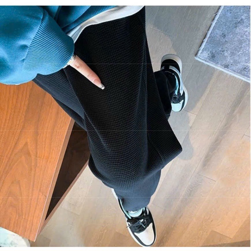 Quần Jogger nữ ống rộng dây rút chất nỉ tổ ong Quảng Châu mã mới HOT 2023 chỉnh dây bo gấu