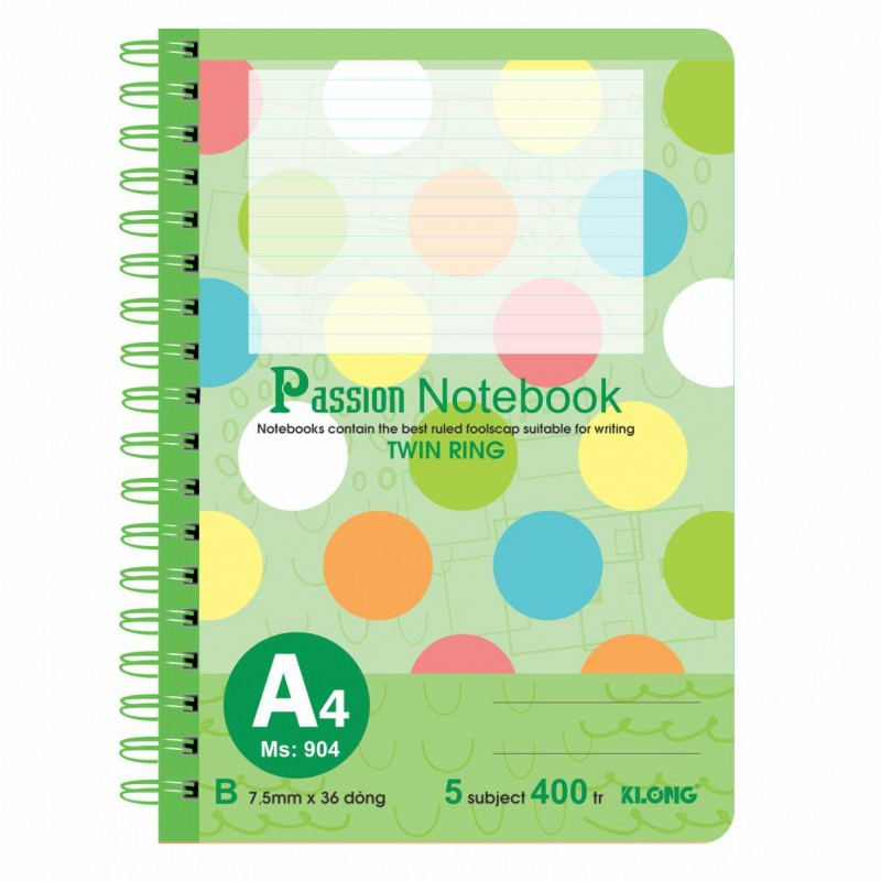 Sổ kẻ ngang A4 lò xo kép 400 Trang KLONG 904