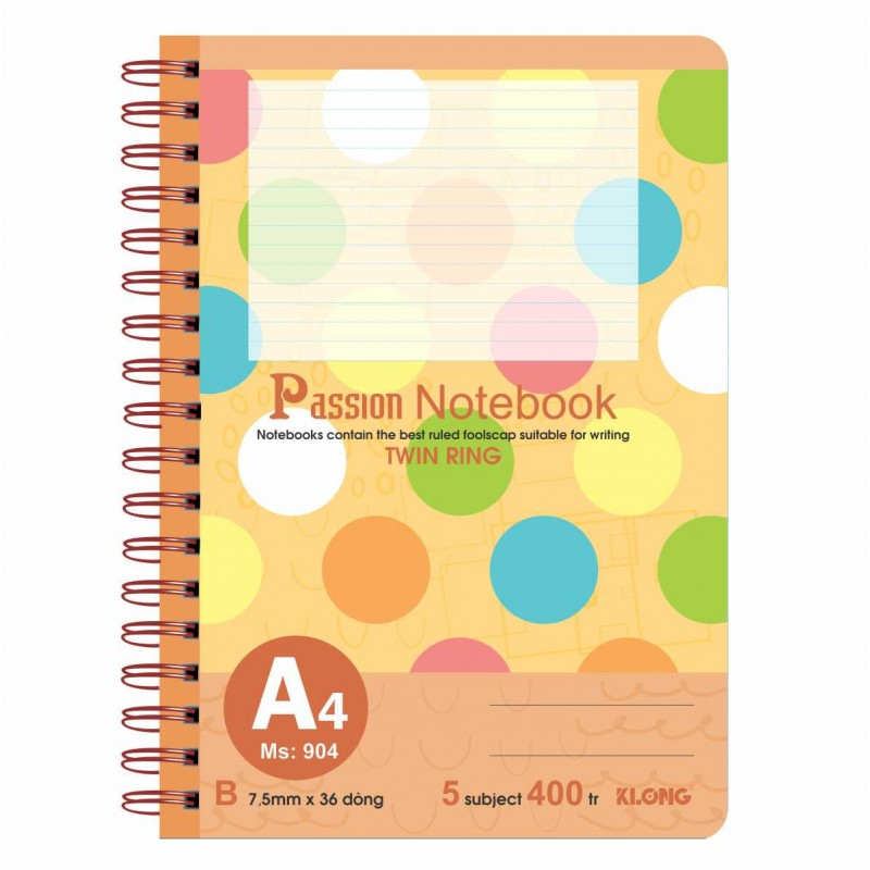 Sổ kẻ ngang A4 lò xo kép 400 Trang KLONG 904