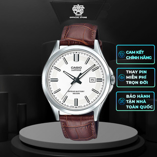 Đồng hồ nam casio mts-100 / mts-100l-7a kính sapphire, pin 10 năm, dây da thật chính hãng