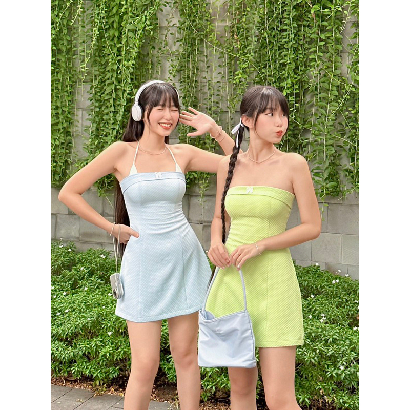 GORGEOUS - Đầm ống phối dây đính nơ ngực cute - JARDIN DRESS