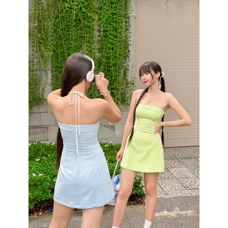GORGEOUS - Đầm ống phối dây đính nơ ngực cute - JARDIN DRESS