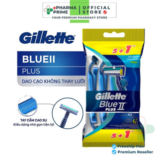Dao cạo râu gillette blue 2 plus cán xanh ii plus 5+1 cái/gói