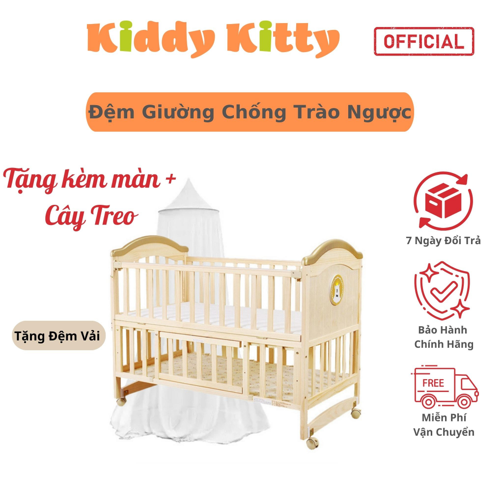 Nôi cũi cho em bé MumKid - Cũi gỗ cho bé 2 tầng Đa năng 6 chế độ tiện lợi