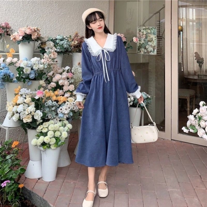 Đầm Tiểu Thư Phong Cách Pháp Váy Dáng Dài