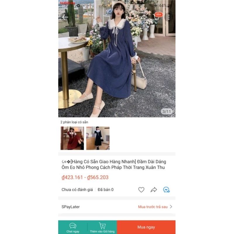 Đầm Tiểu Thư Phong Cách Pháp Váy Dáng Dài