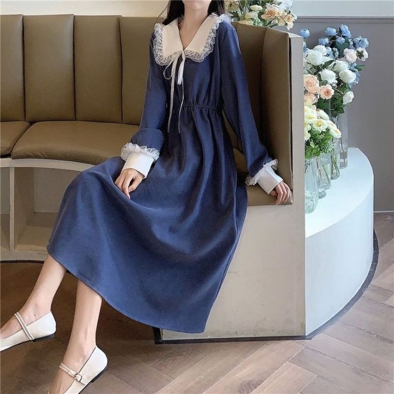 Đầm Tiểu Thư Phong Cách Pháp Váy Dáng Dài