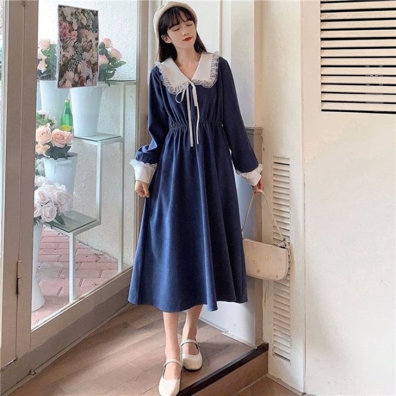 Đầm Tiểu Thư Phong Cách Pháp Váy Dáng Dài