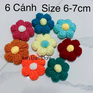 Hoa len 6 cánh hanmade size to 7cm nhiều màu