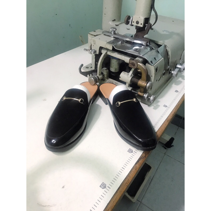 Giày sục nam da bóng phối da lộn khuy sắt phong cách hàn quốc sục da nam full size 38-43