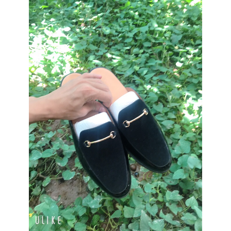 Giày sục nam da bóng phối da lộn khuy sắt phong cách hàn quốc sục da nam full size 38-43