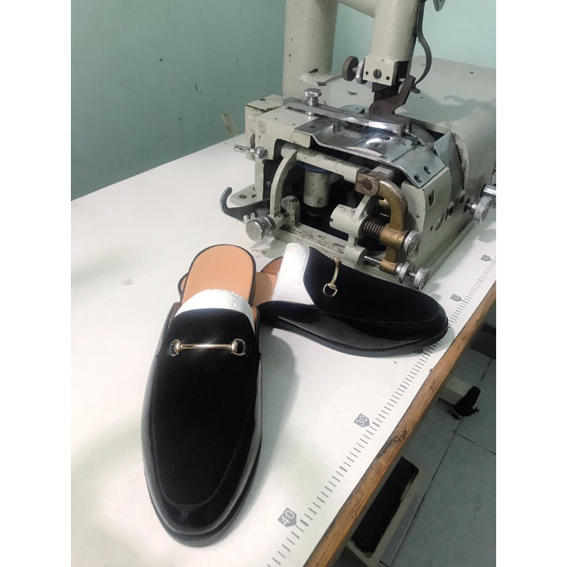 Giày sục nam da bóng phối da lộn khuy sắt phong cách hàn quốc sục da nam full size 38-43