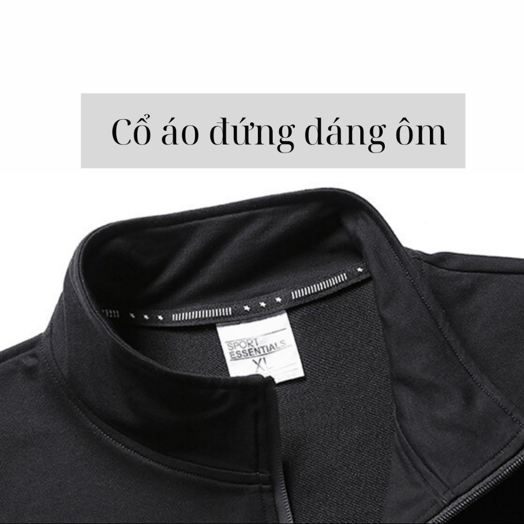 Bộ thể thao nam dài tay chất Poly 2 da dày dặn khóa kéo chạy viền phản quang THE1975