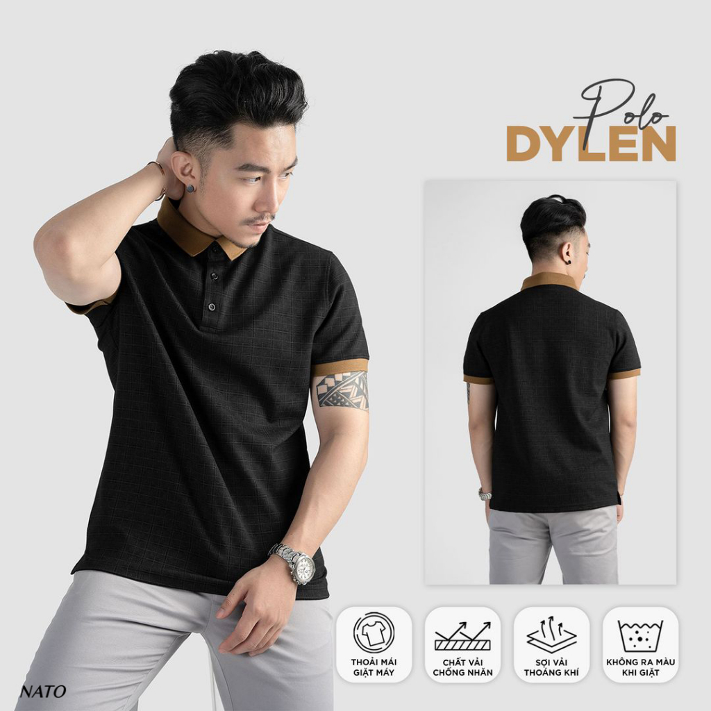 Áo Polo Nam NATO® "Dylen - 280Gsm" Sợi Dày Mastro/Deluxe Áo Thun Có Cổ Trơn Đẹp Basic Đen Cao Cấp Vải Cotton Cá Sấu