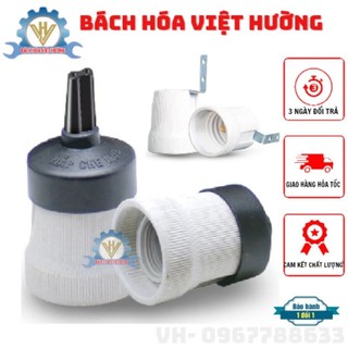 Đui đèn sứ E27 SOPOKA, đuôi đèn chịu nhiệt lên đến 200 độ, đui đèn chống cháy có chụp che mưa