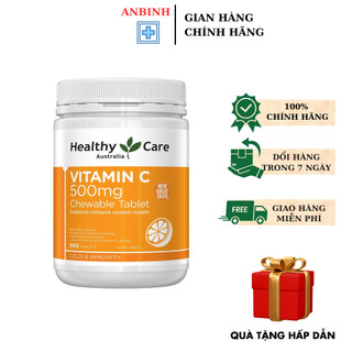 Viên nhai Healthy Care Vitamin C 500MG, làm đẹp da tăng sức đề kháng - Hộp 300 viên