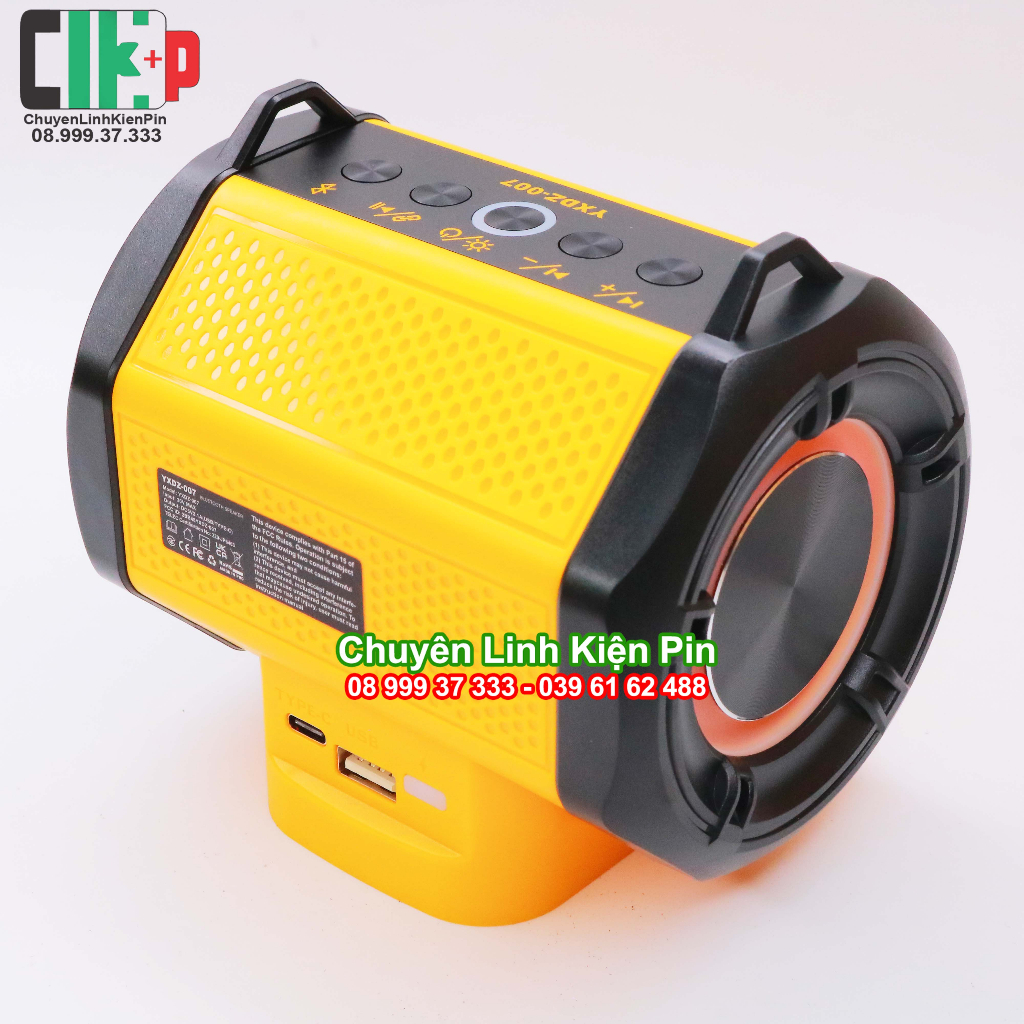 Loa Bluetooth Di Động Cho Dewalt 18-20V Pin Li-ion | Cổng USB - Type-C Sạc Dự Phòng Tiện Lợi CLKP