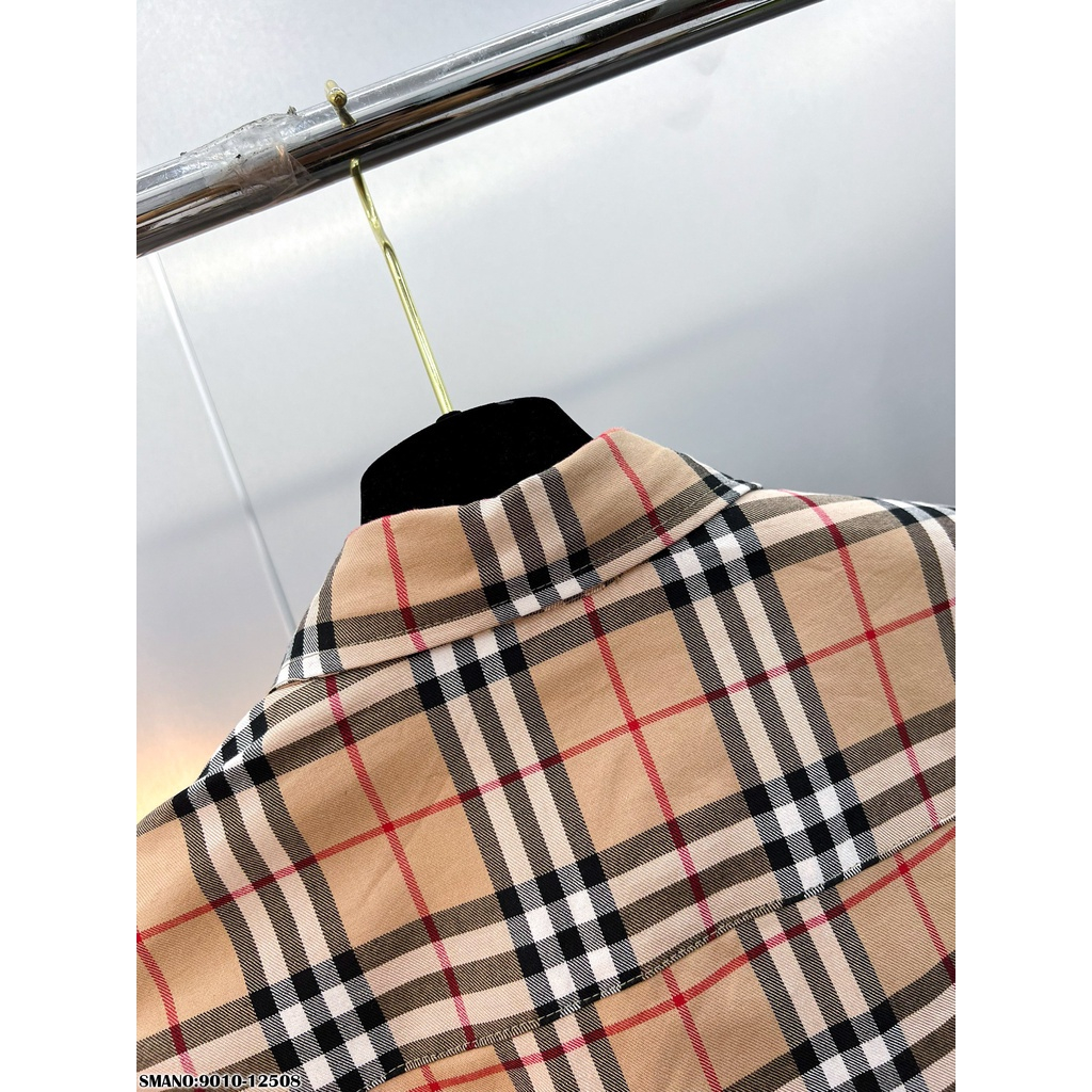 Áo Sơ Mi Burberry Kẻ Caro Dài Tay Áo Somi BBR Logo Burberry Trước Ngực Màu Nâu Be Siêu Hottrend 2023