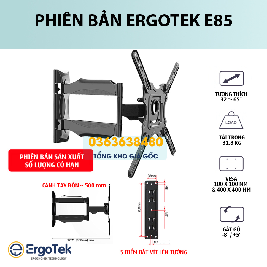 Giá treo tivi góc xoay đa năng 32 - 65 inch / 32 - 75 inch / 45 - 80 Inch Giá Treo Tivi NB L400 / P5 / P6 / ErgoTek E85