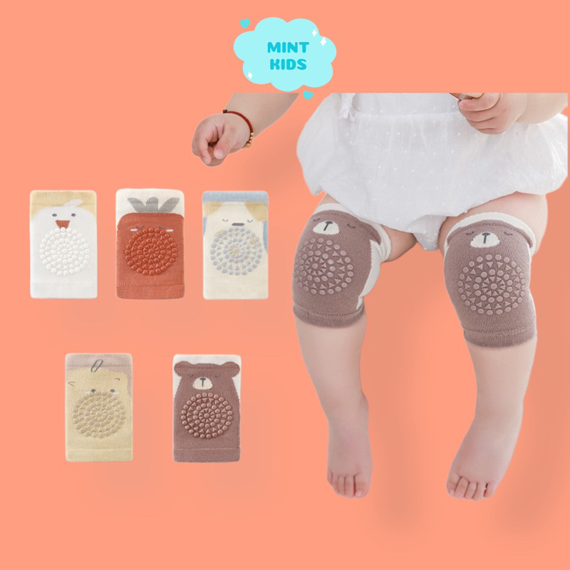 Tất bảo vệ đầu gối, tất tập bò cao cấp hình thú cotton thoáng mát cho bé yêu