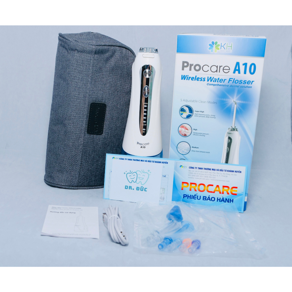 Máy Tăm Nước PROCARE A10 - Làm Sạch Sâu Kẽ Răng, Hạn Chế Sâu Răng, Hôi Miệng Với 5 Chế Độ