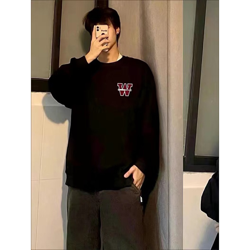 Áo sweater dài tay NỈ DA CÁ/ NỈ BÔNG in chữ W đỏ bóng chày Bigsize đến 100kg