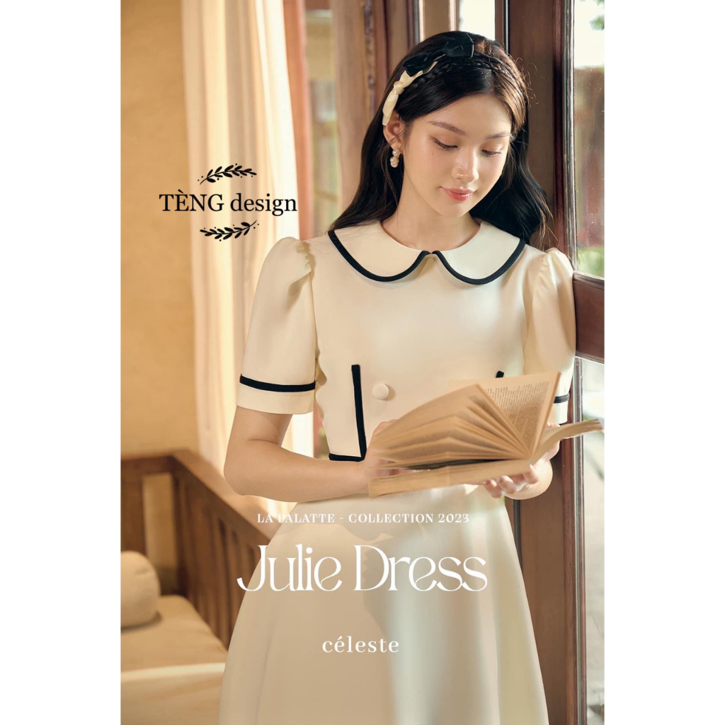 Váy Xoè Cổ Sen Chạy Viền , Tiểu Thư Sang Chảnh