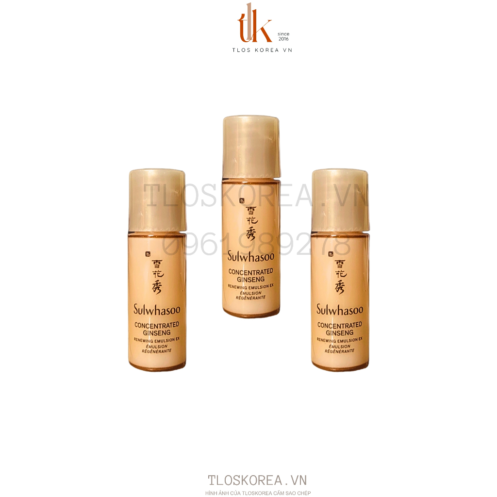 3 chai Sữa Dưỡng Nhân Sâm Trẻ Hóa Cấp Ẩm Chống Lão 5Ml Sulwhasoo Concentrated Gingseng Renewing Emulsion