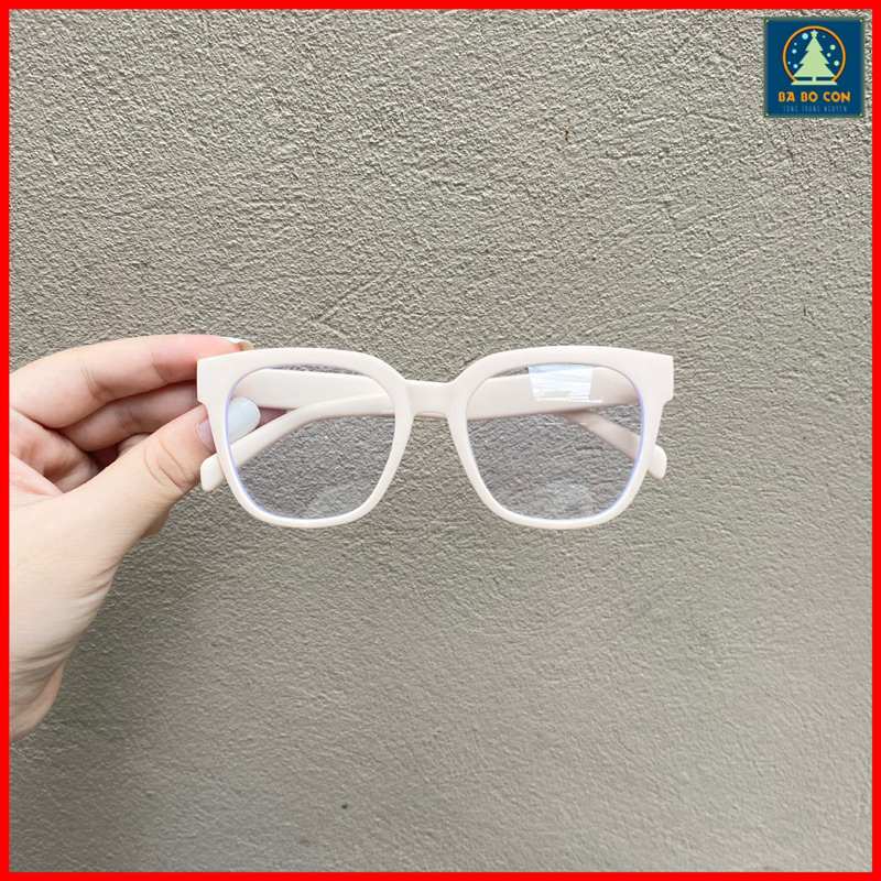 Kính trẻ em chống ánh sáng xanh không độ Shein size 3-5 tuổi gọng trắng ngà, chống UV đeo cực đẹp, fullbox