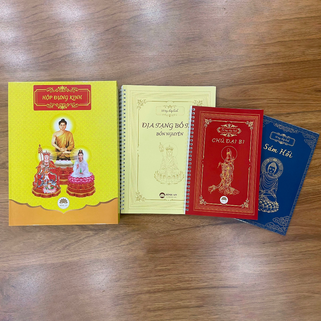 Tặng viết, Hộp + Combo 3 Vở chép chữ mờ ĐỊA TẠNG, SÁM HỐI, CHÚ ĐẠI BI, - Mẫu TT