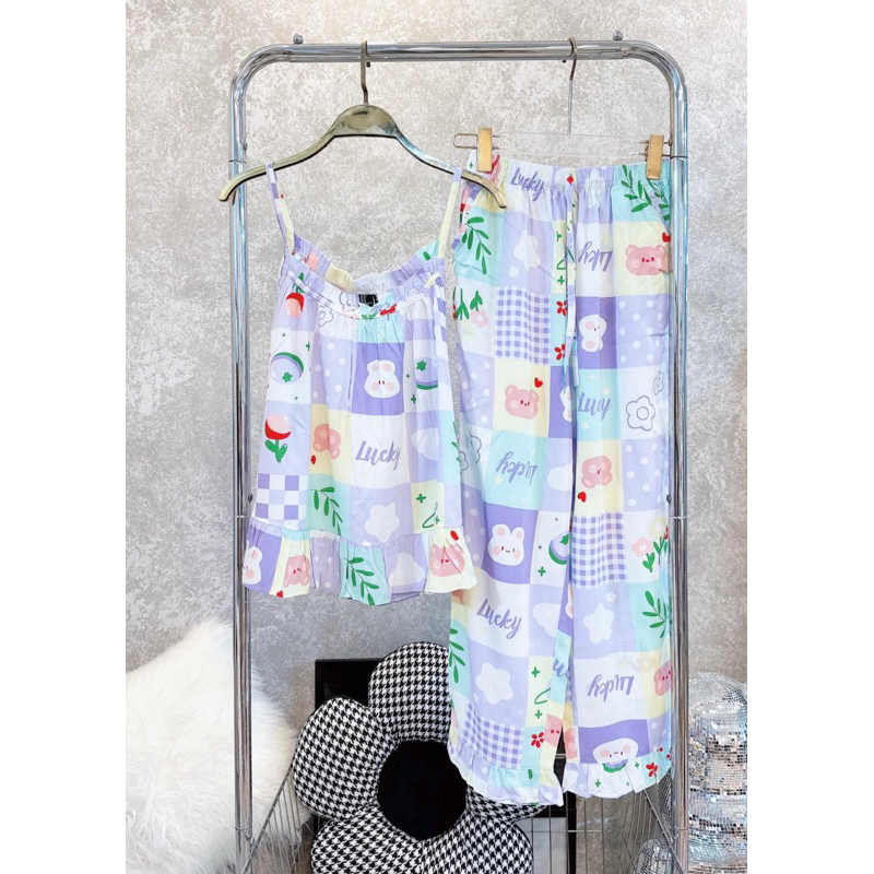 Đồ bộ tole, bộ lanh mặc nhà VNXK F21 2 dây quần dài 2023 siêu mát,mỏng nhẹ thỏai mái cho mùa hè.