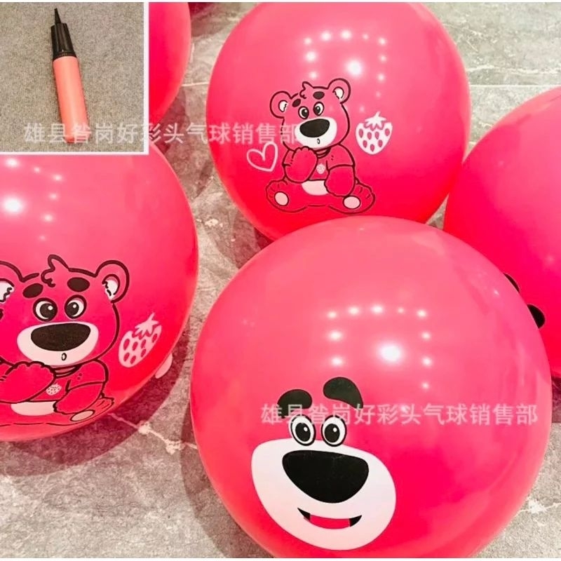 Bong bóng tròn in mặt gấu dâu tây hồng đáng yêu | Đồ chơi giáo dục Bảo An